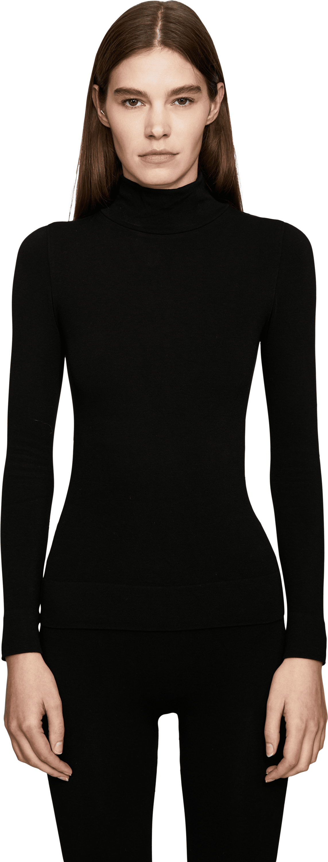 TOTEME Jersey-Rollkragenpullover 'Compact' Schwarz, Frontansicht – UNGER.DE
