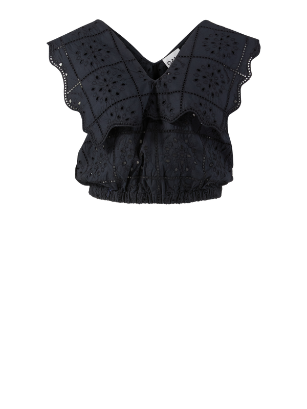 Bluse mit Lochstickerei Schwarz