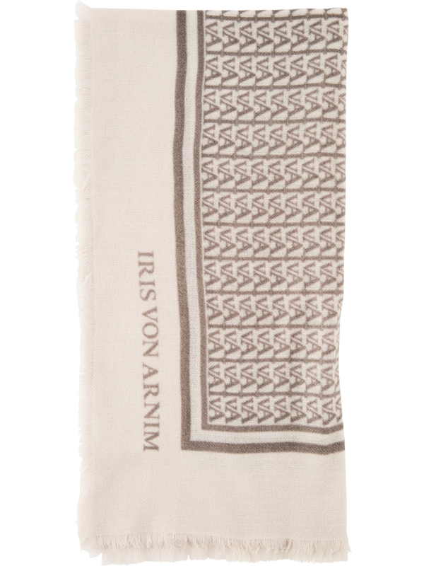 'Iris Small' cashmere scarf gravel/chocolate
