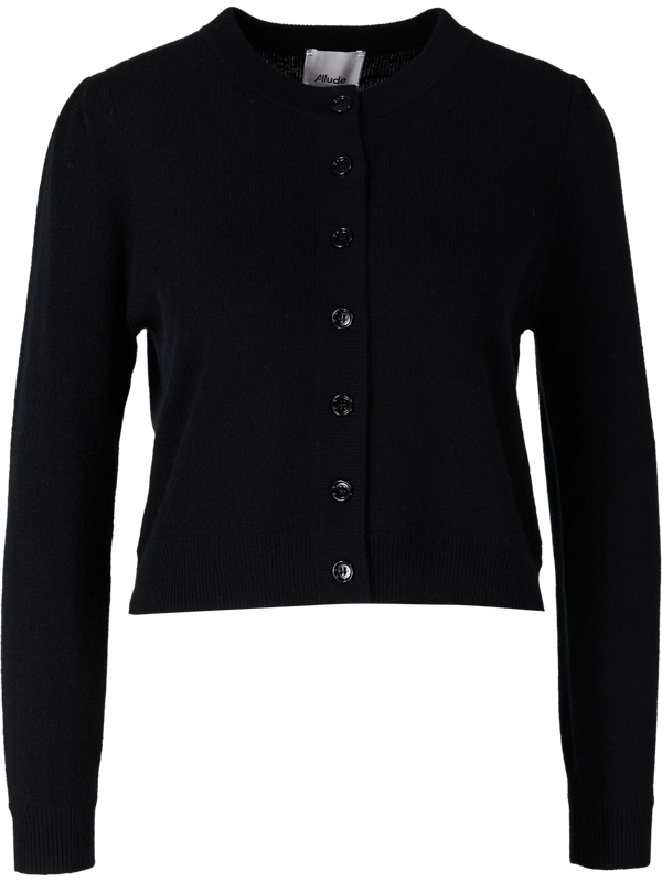 Cropped Cashmere-Strickjacke Schwarz