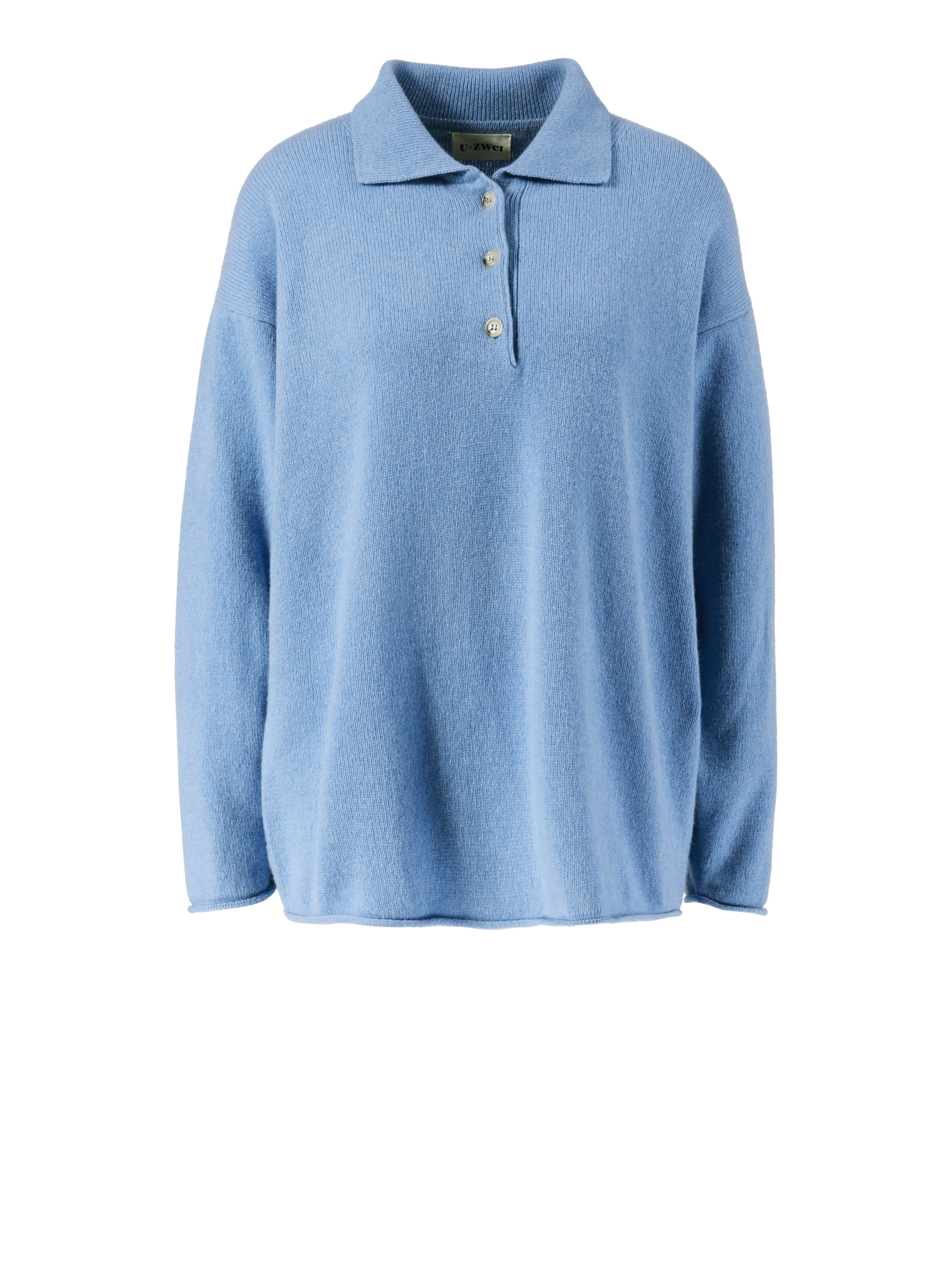 Cashmere-Pullover mit Polokragen Blau