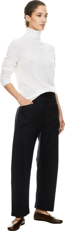 White cashmere jumper with a roll neck