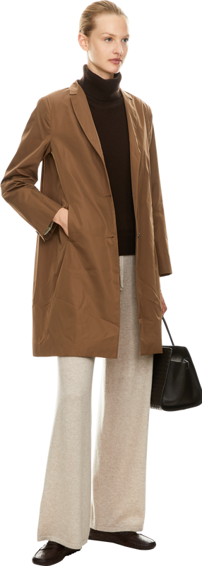Short-sleeved cashmere roll-neck jumper dark brown