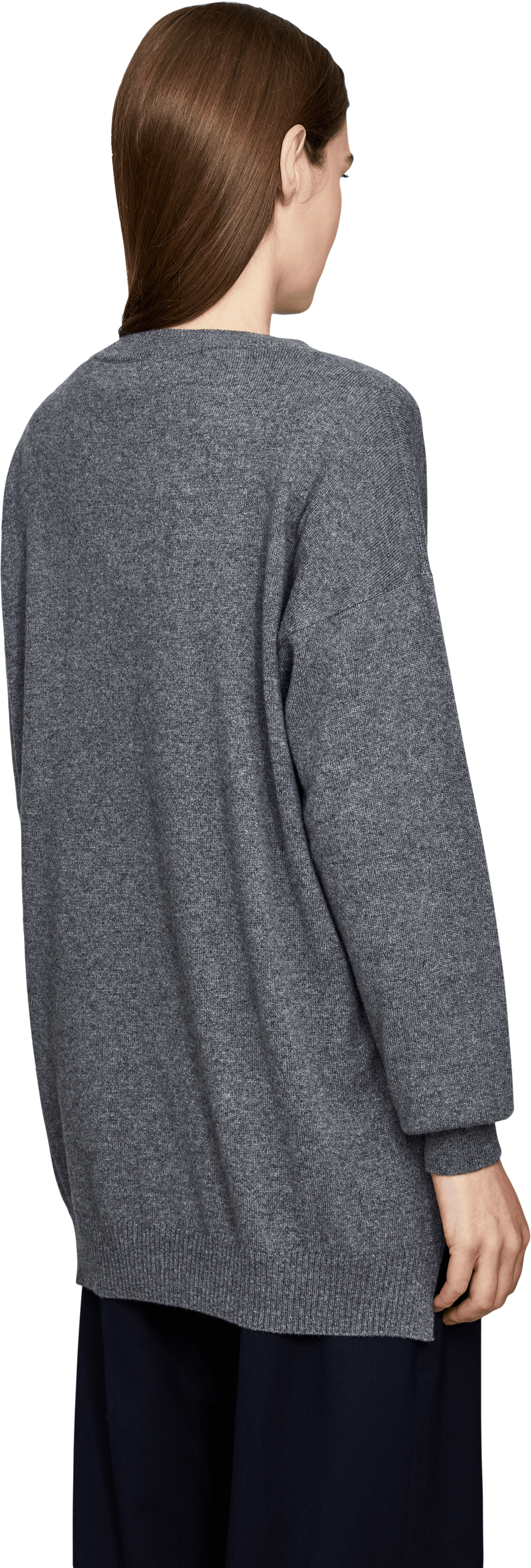 Colombo V-neck jumper in light grey kid cashmere, Back view – UNGER.DE