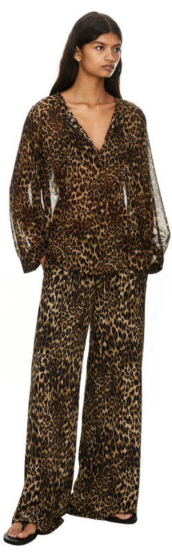 Seidenbluse 'Acadia' mit Leopardenmuster Braun