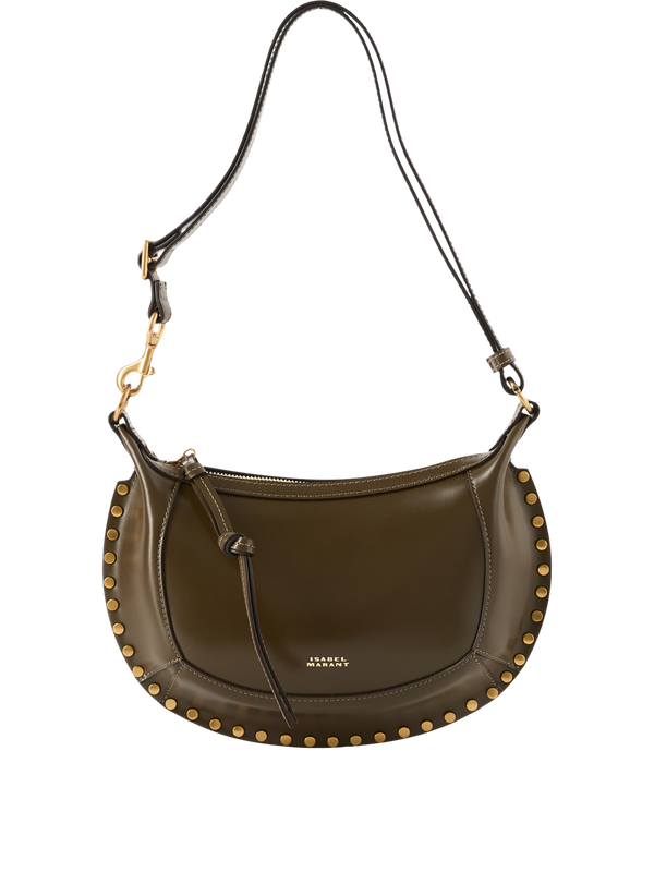 'Oskan Moon' calfskin shoulder bag in dark green