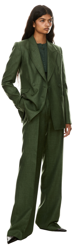 Ribbed silk and cashmere jumper 'Anges Henley' green