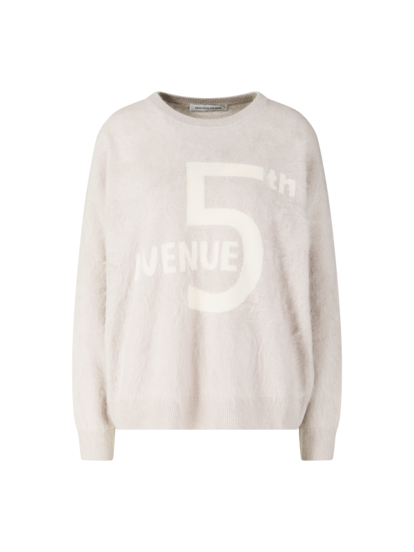 Gebürsteter Cashmere-Pullover '5Th Avenue' Kitt/Ecru