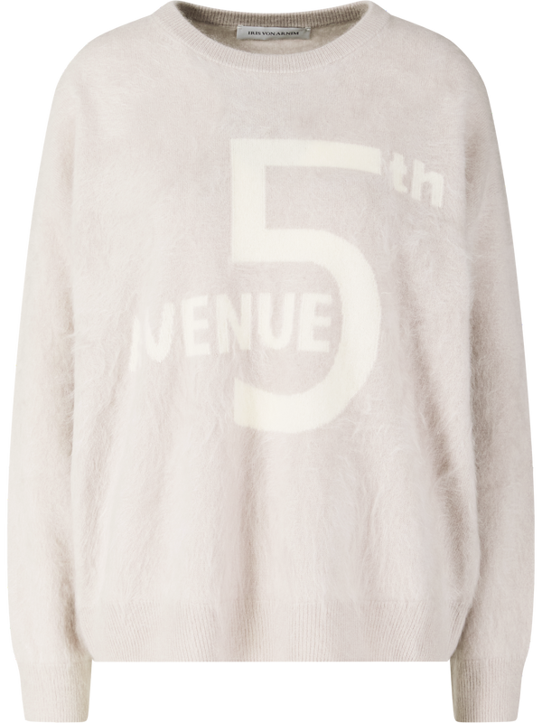 Gebürsteter Cashmere-Pullover '5Th Avenue' Kitt/Ecru
