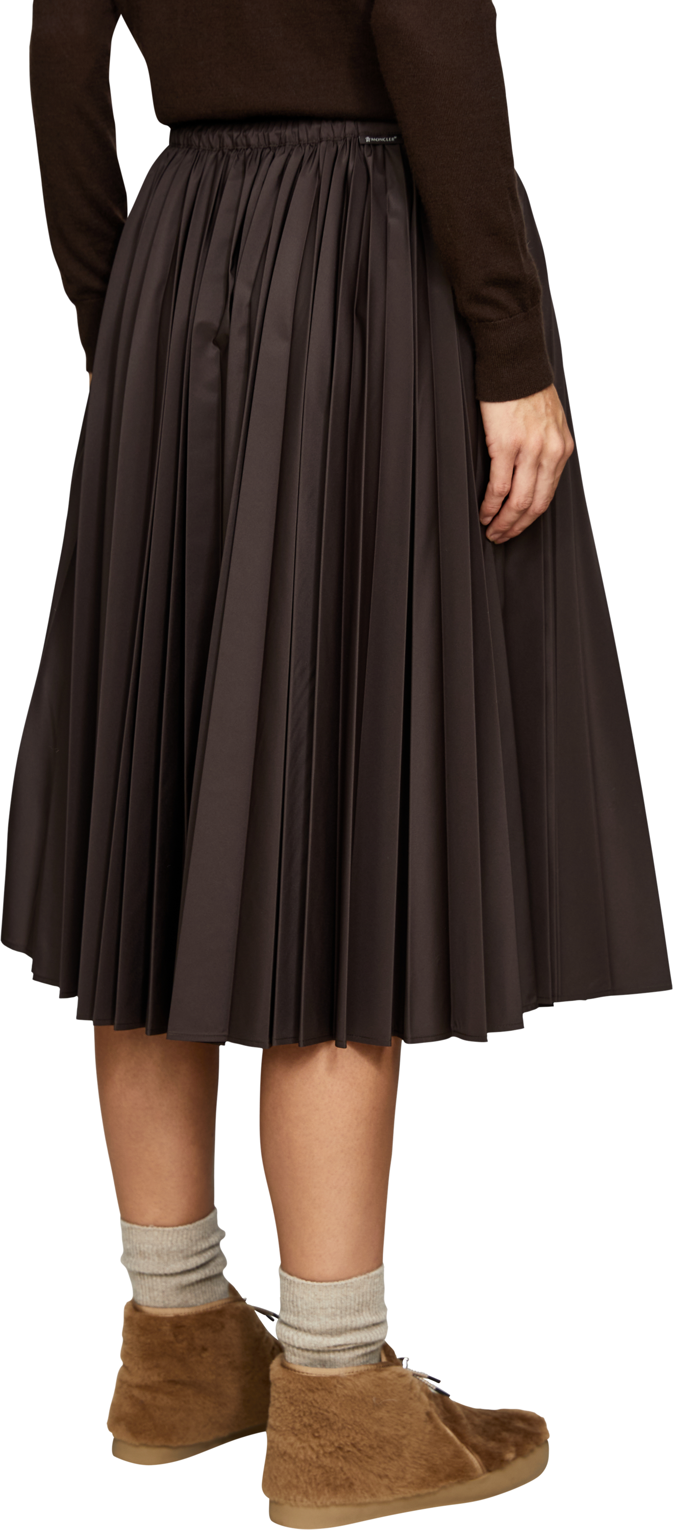 Moncler Dark brown midi pleated skirt, Back view – UNGER.DE