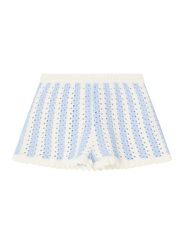 Gestreifte Strickshorts 'Mekylane' Hellblau