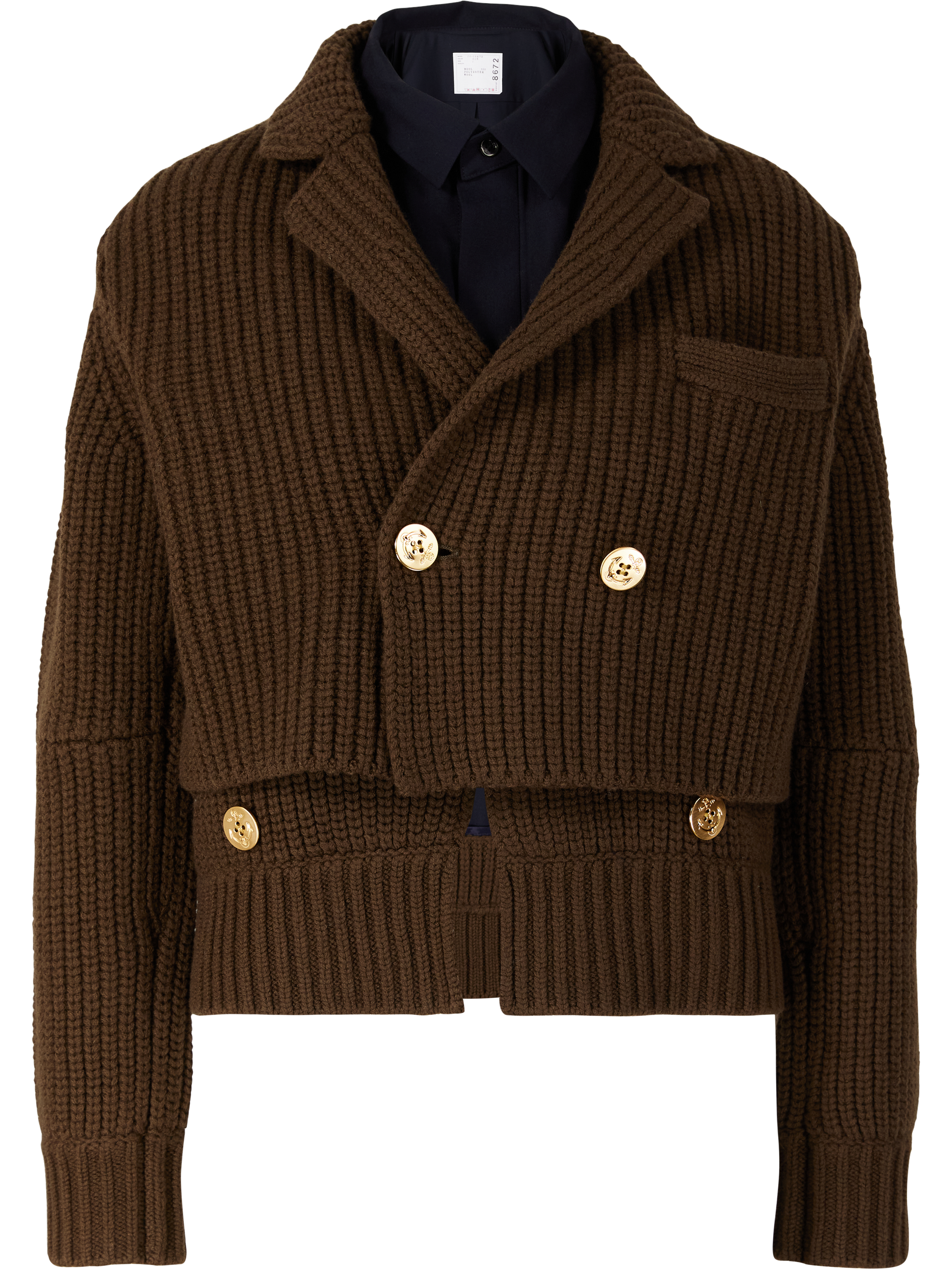 Wollstrickjacke mit Unterhemd Braun