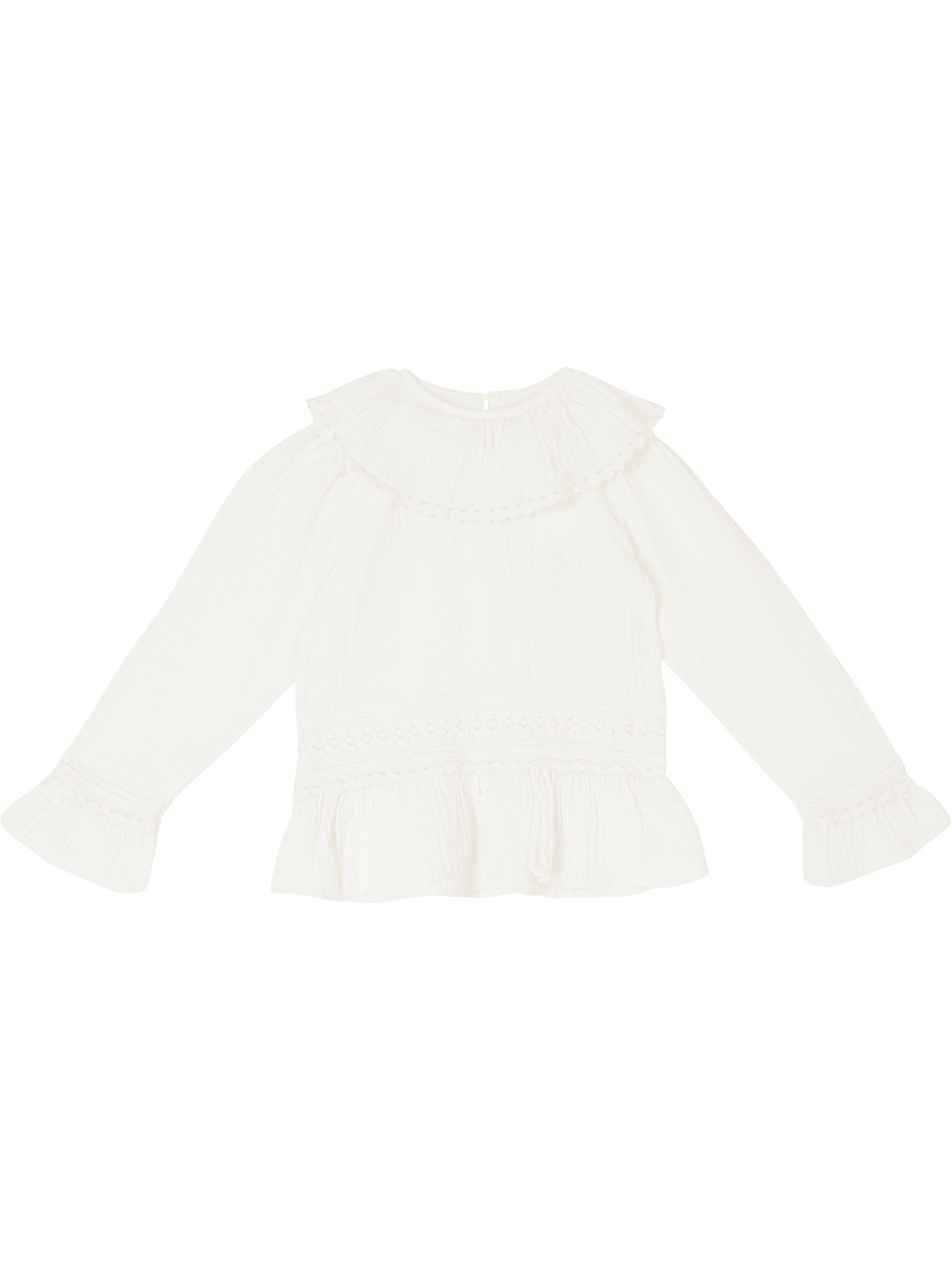 The New Society Musselin-Bluse 'Juno' mit Spitze Weiß, Produktansicht – UNGER.DE