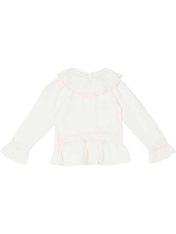 Musselin-Bluse 'Juno' mit Spitze Weiß