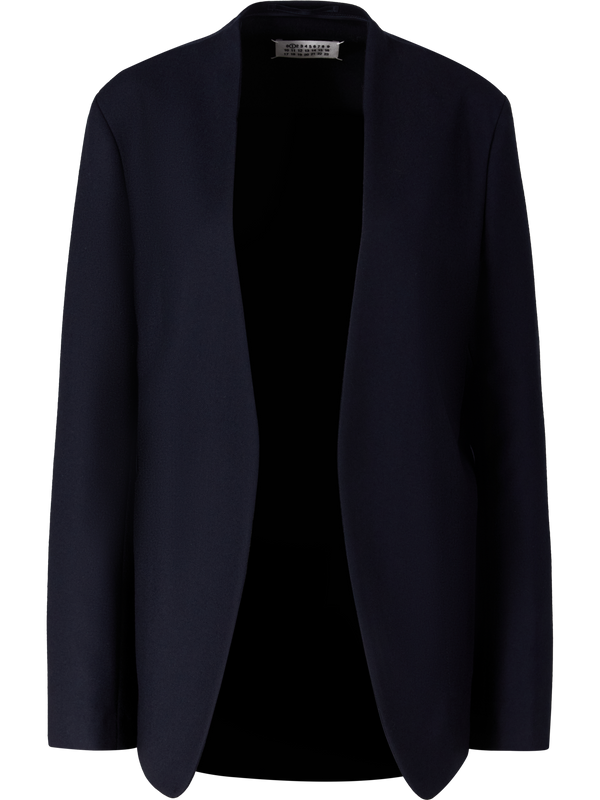 Neckless wool blazer navy blue