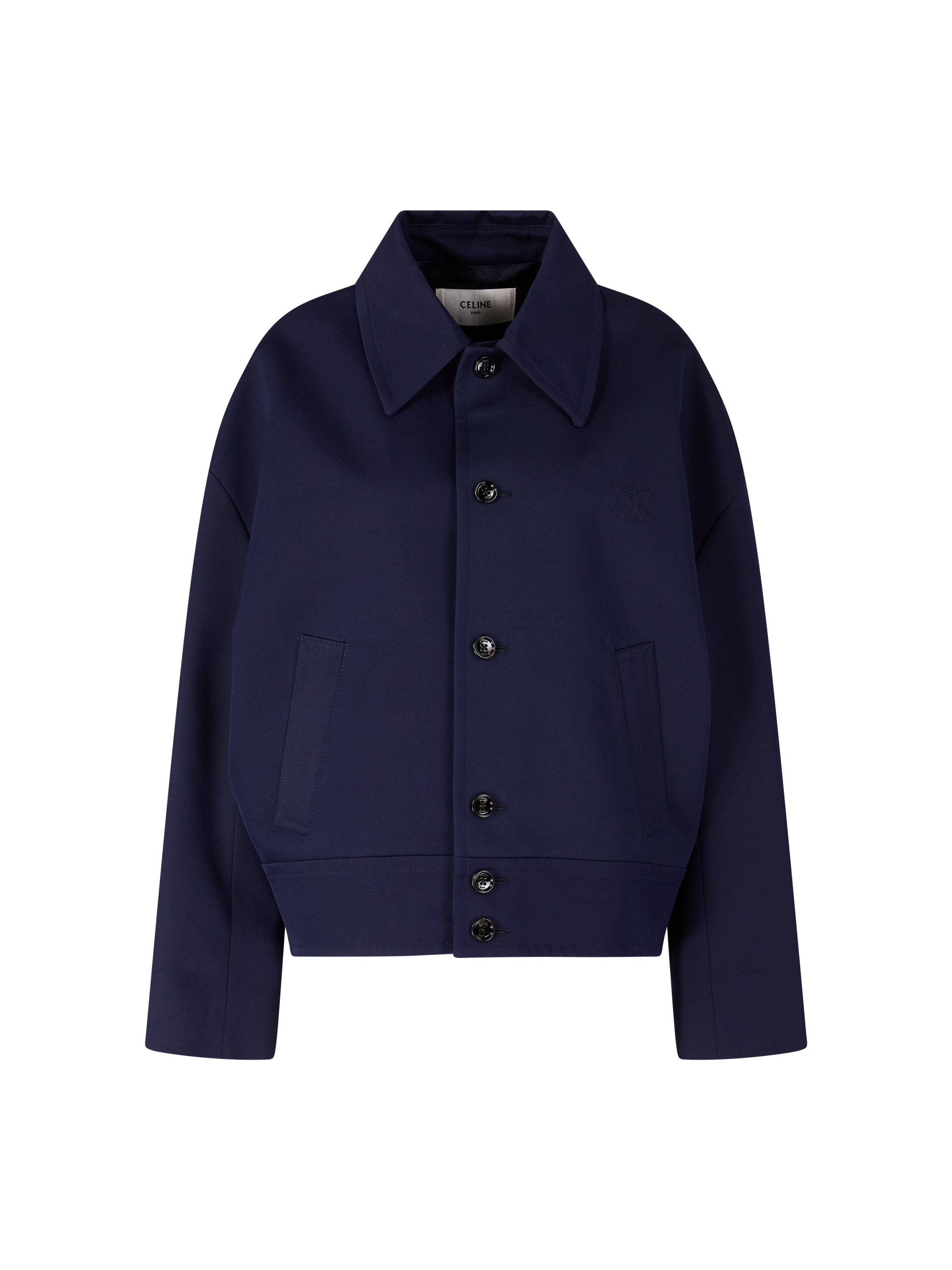 Bomberjacke aus Baumwolle und Wollgabardine Marineblau