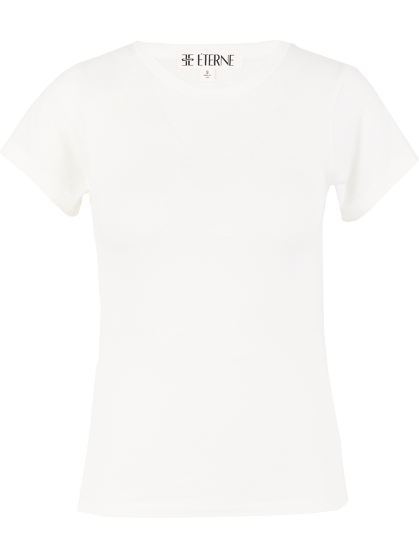 T-shirt with round neckline cream