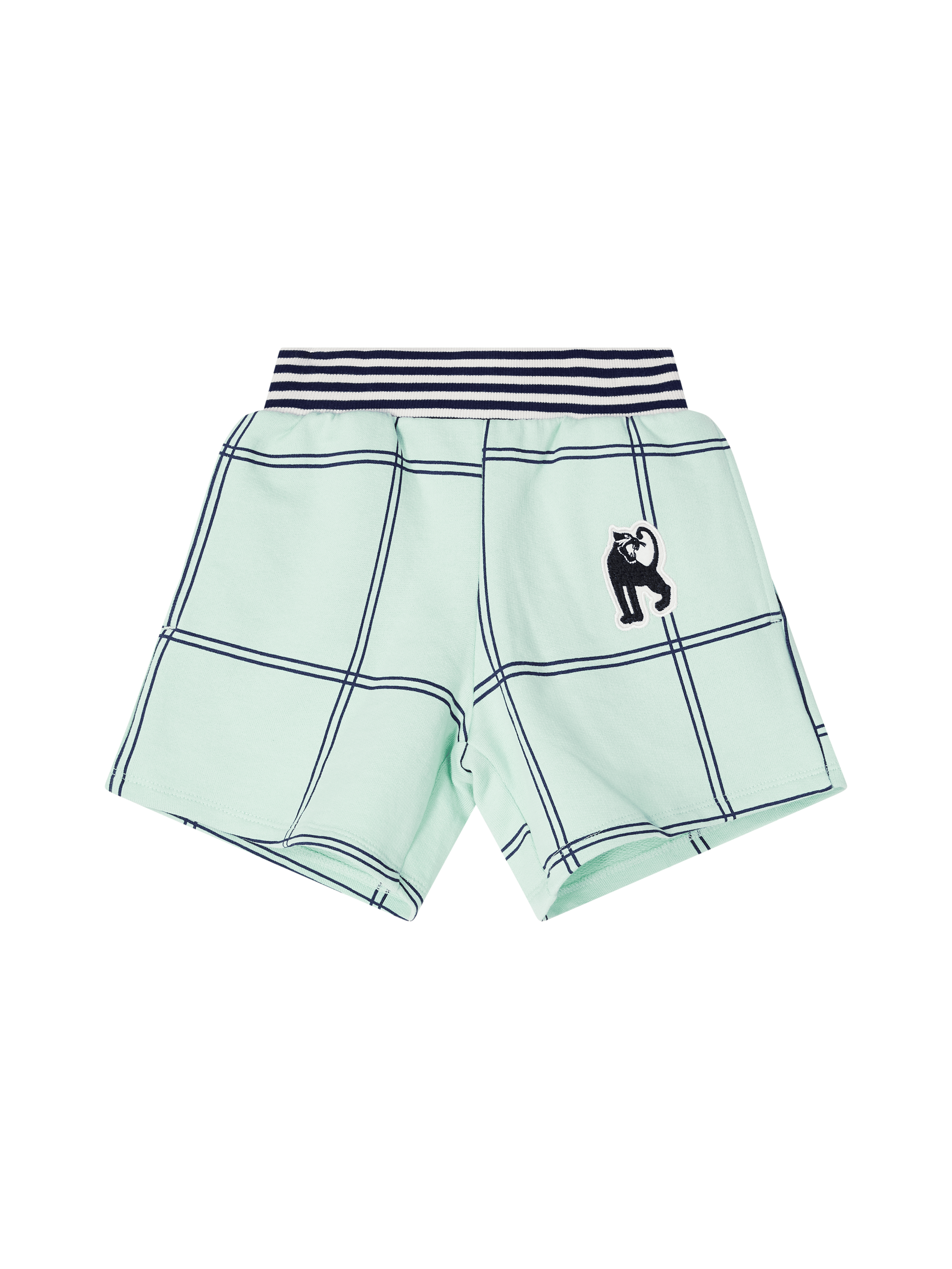 Mini Rodini Shorts 'Check Panther Patch' Grün, Produktansicht – UNGER.DE