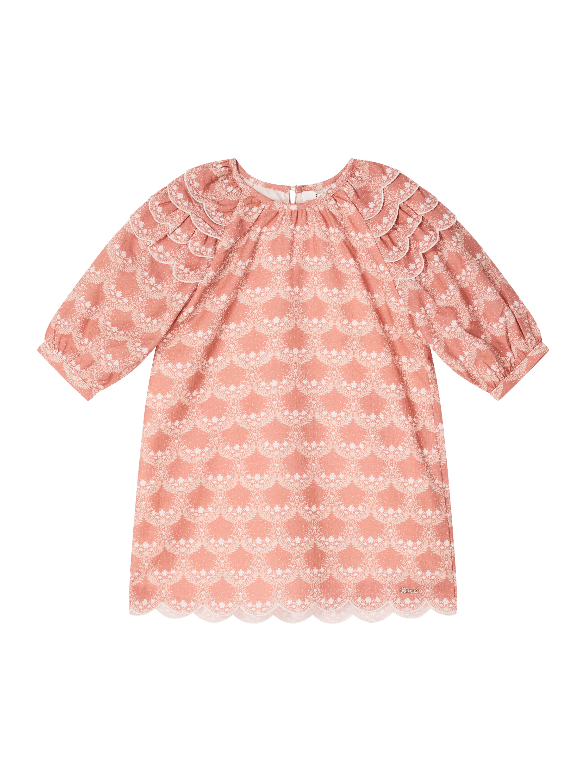 Florales Rüschenkleid Rosé