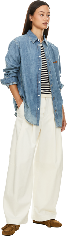 Hemd aus Chambray Mittelblau