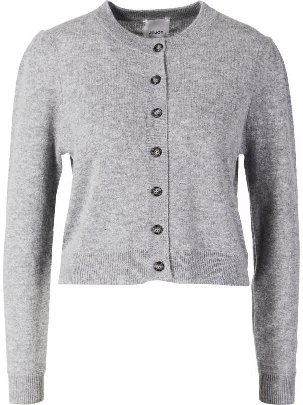 Cropped Cashmere-Strickjacke Grau