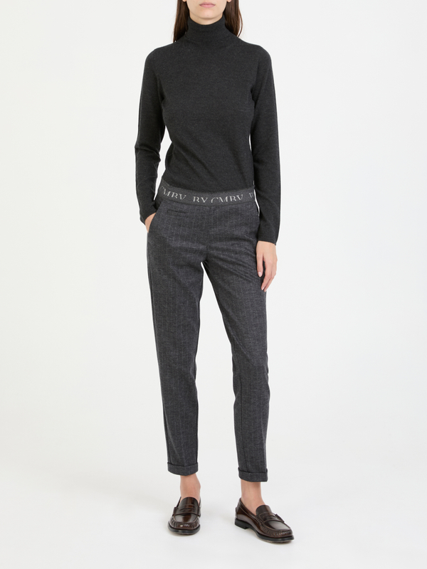 Gestreifte Stoffhose 'Kim' Grau