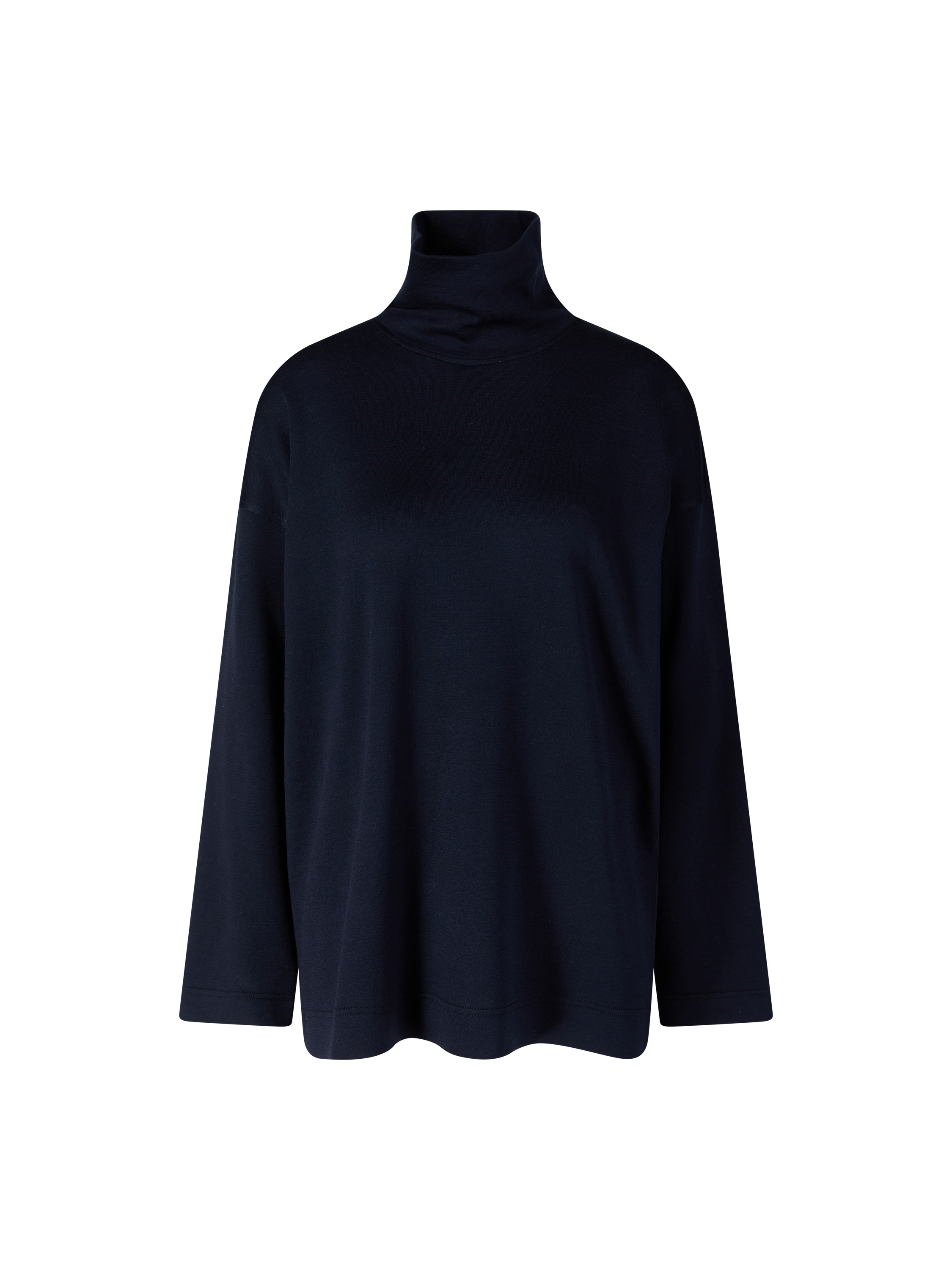 Cotton-silk turtleneck jumper navy blue