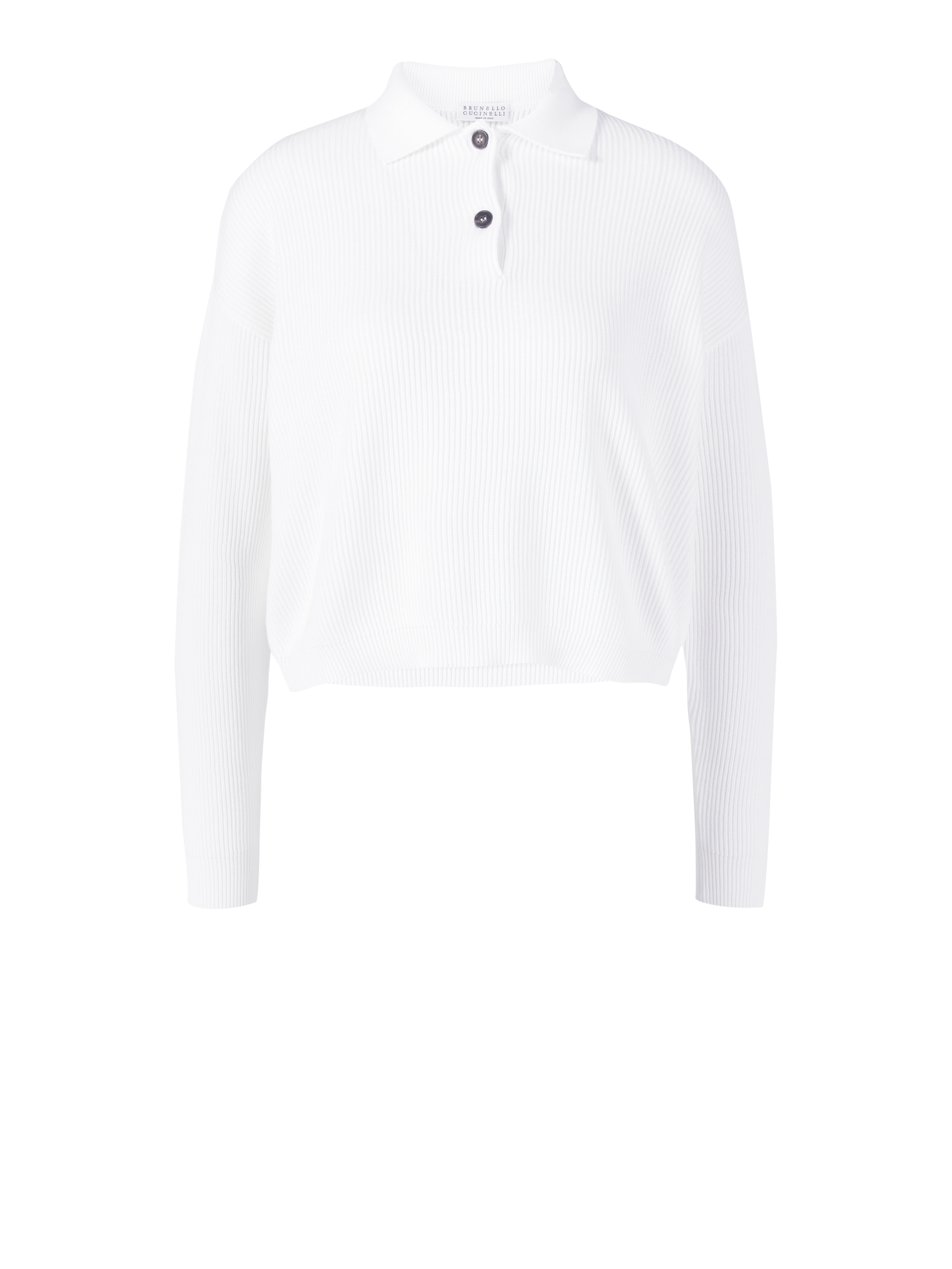 Knitted cotton polo shirt white