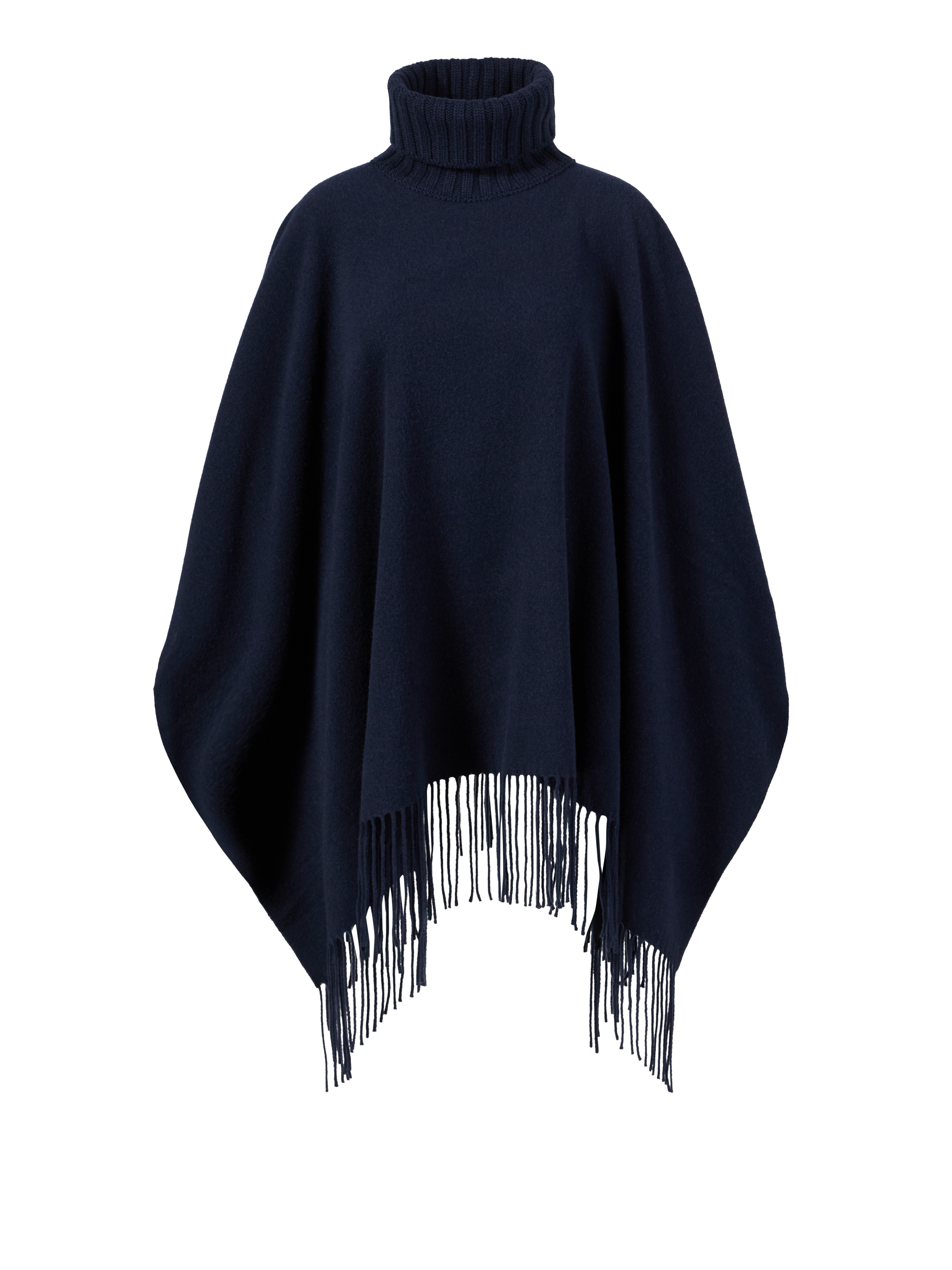 Poncho mit Merino-Seiden-Anteil Marineblau