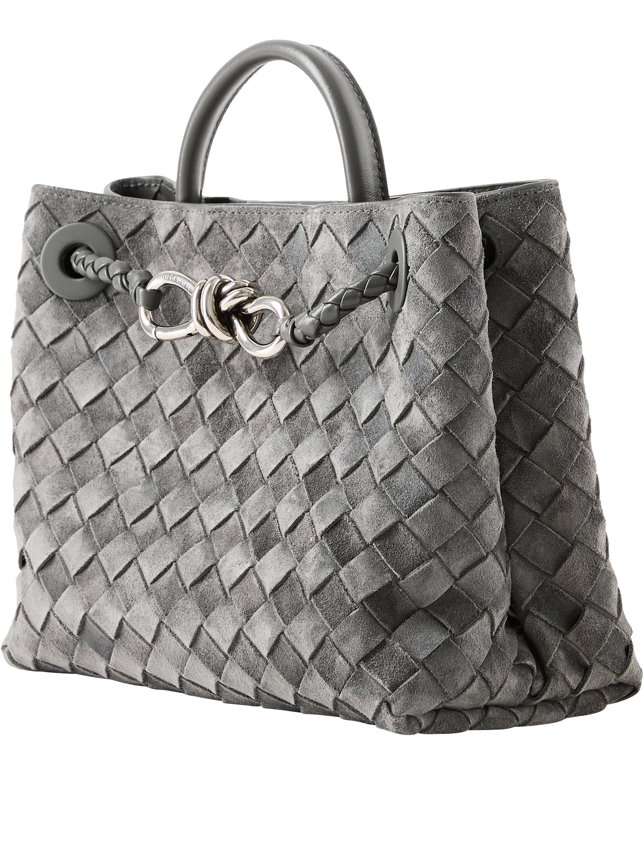 Bottega Veneta 'Small Andiamo' Handbag in Obsidian Grey, Front view – UNGER.DE