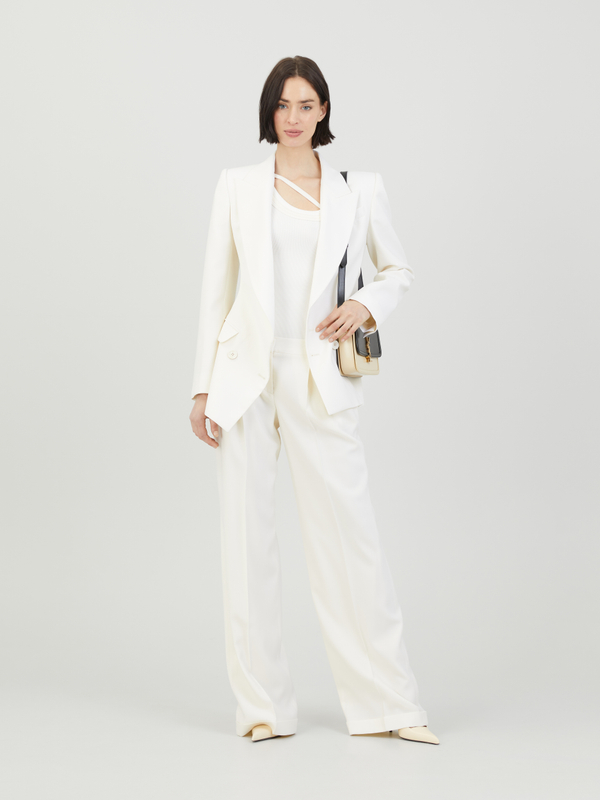 Wollblazer mit Schulterpolster Crème