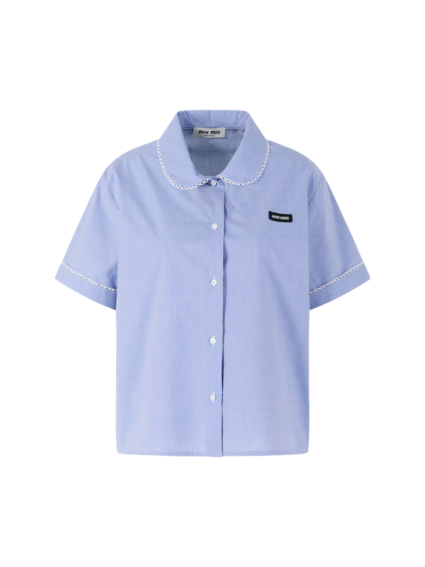 Kurzärmeliges Hemd aus Vichy Blau