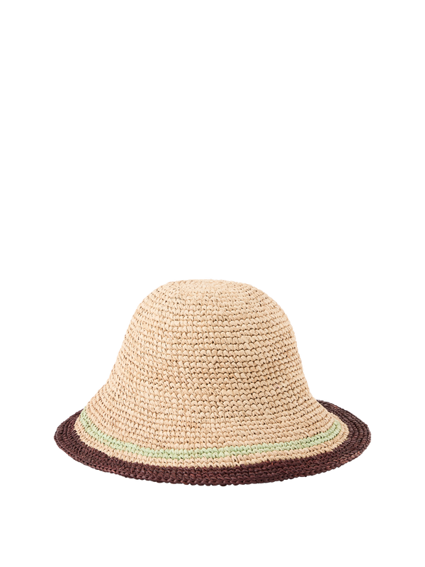 Gestreifter Bucket Hat aus Raffia Multi