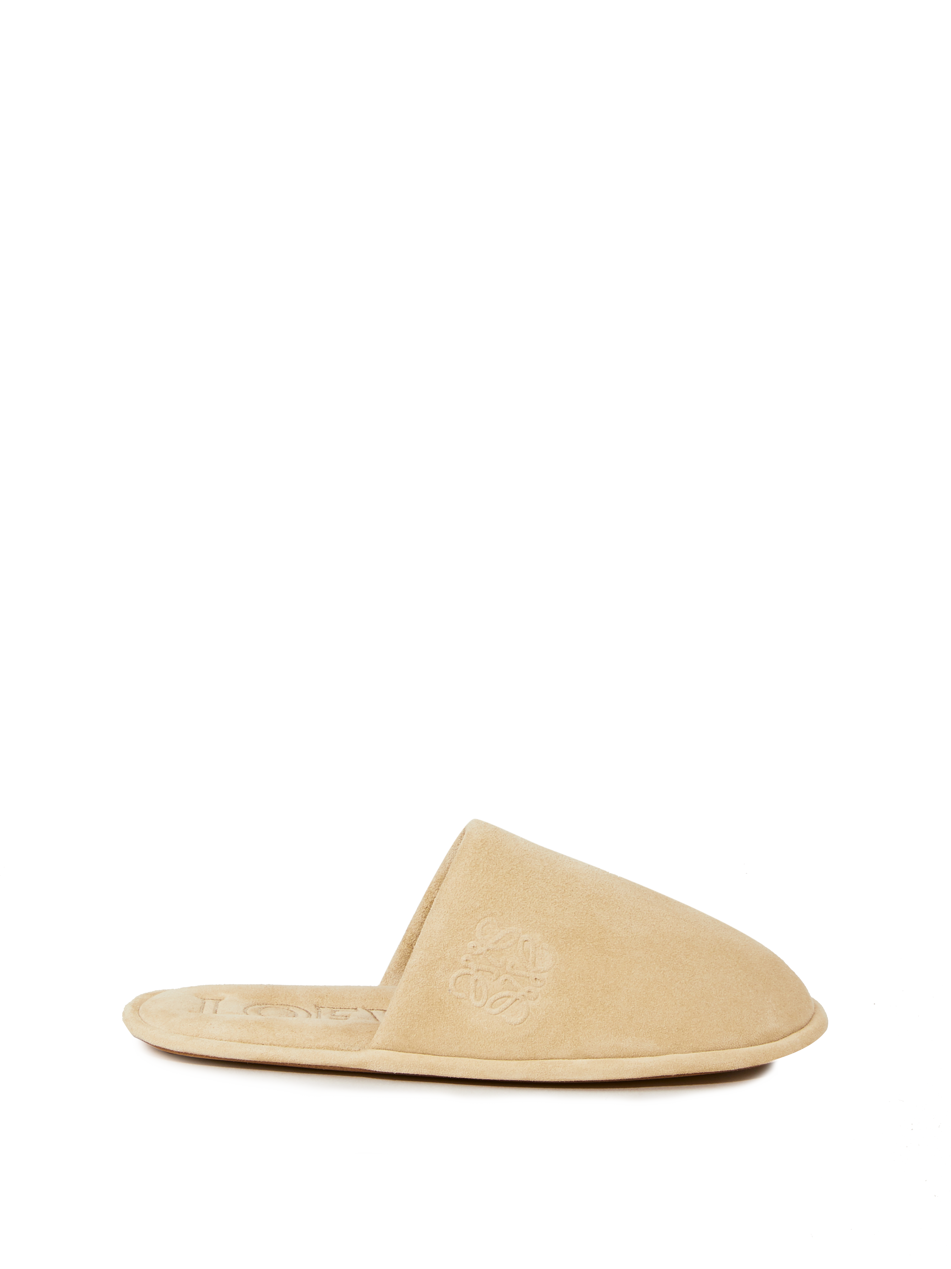 Veloursleder-Slides Beige