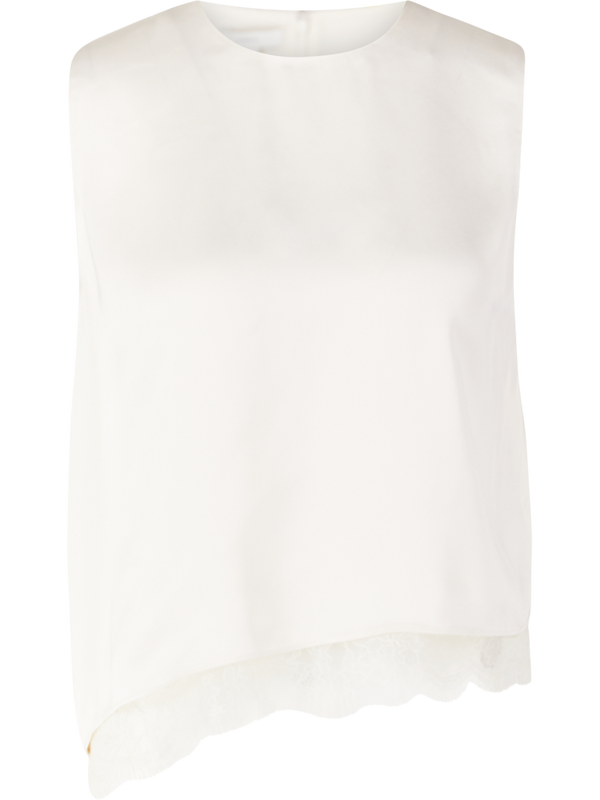 Top aus Satin mit Spitze Crème