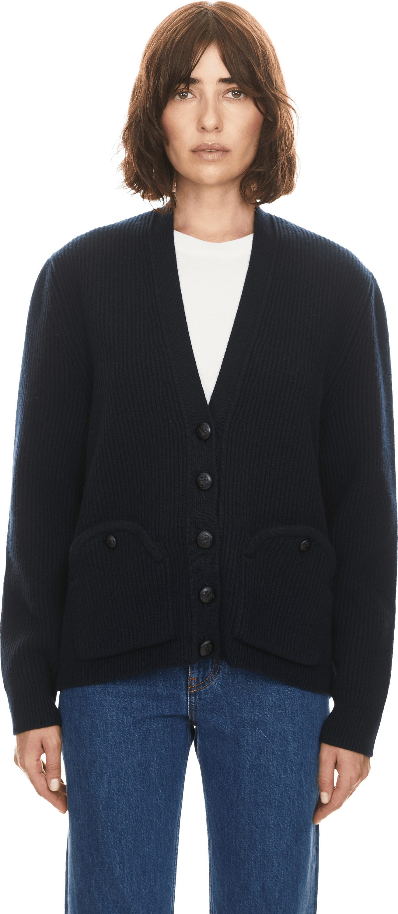 Blazé Milano Woll-Cashmere-Strickjacke 'Highland Uda' Schwarz, Frontansicht – UNGER.DE
