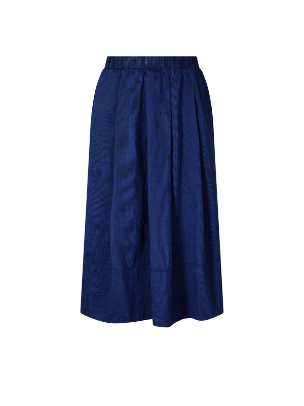 Ausgestellter Midirock mit Streifenmuster Blau