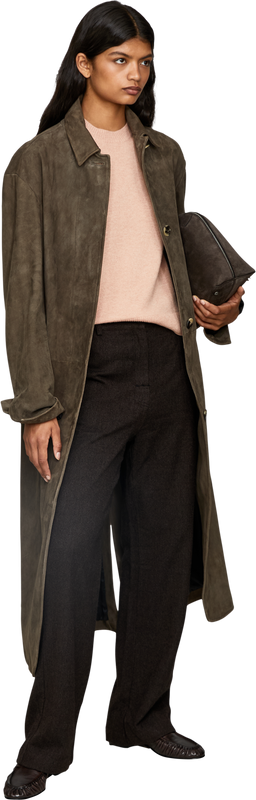 Straight-leg woollen trousers dark brown