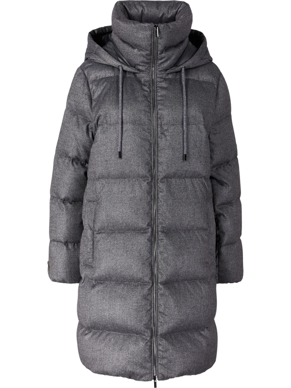 Hooded down coat grey