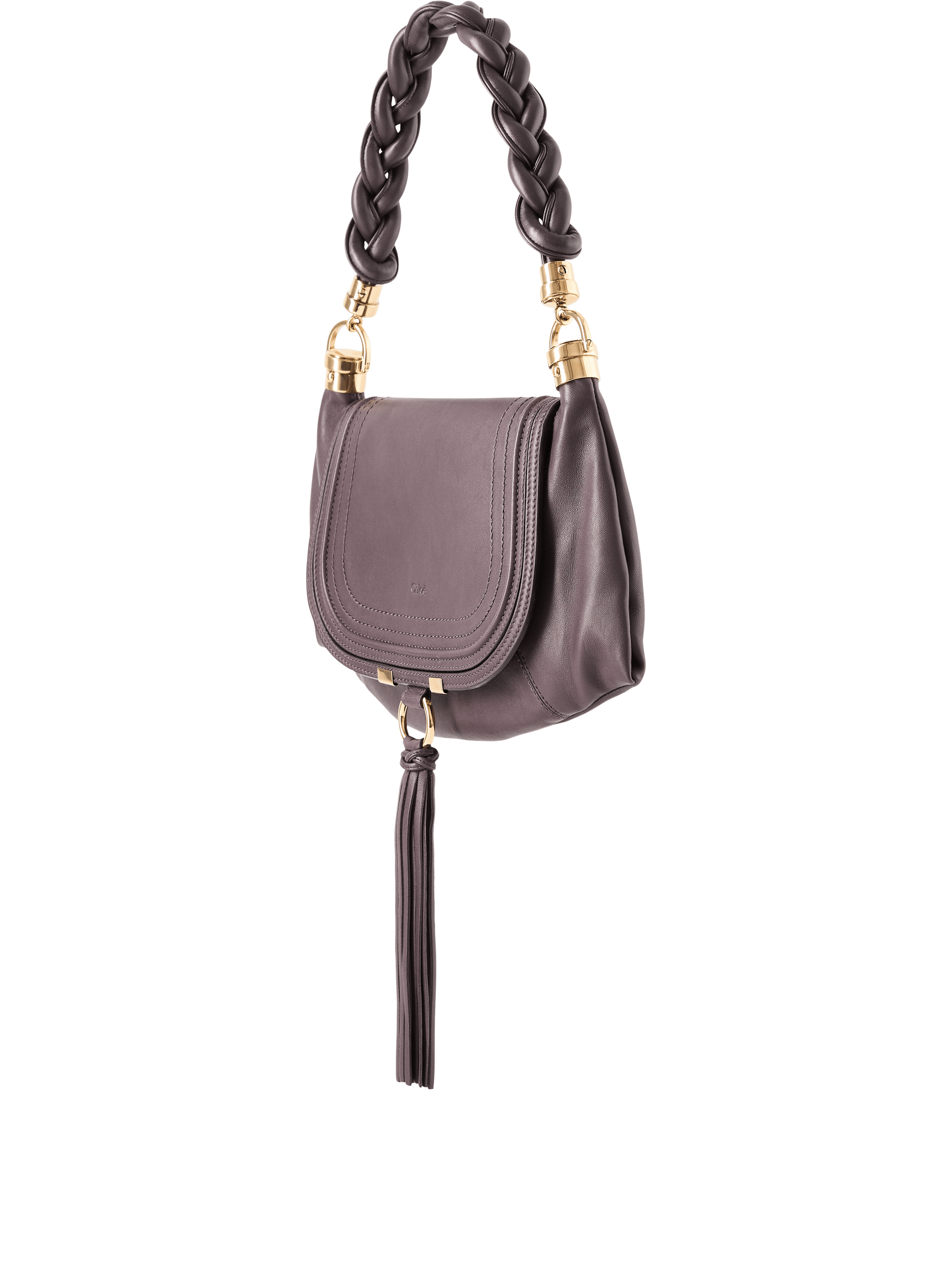 Chloé Schultertasche 'Marcie Foulard Small' Kohl Violine, Frontansicht – UNGER.DE