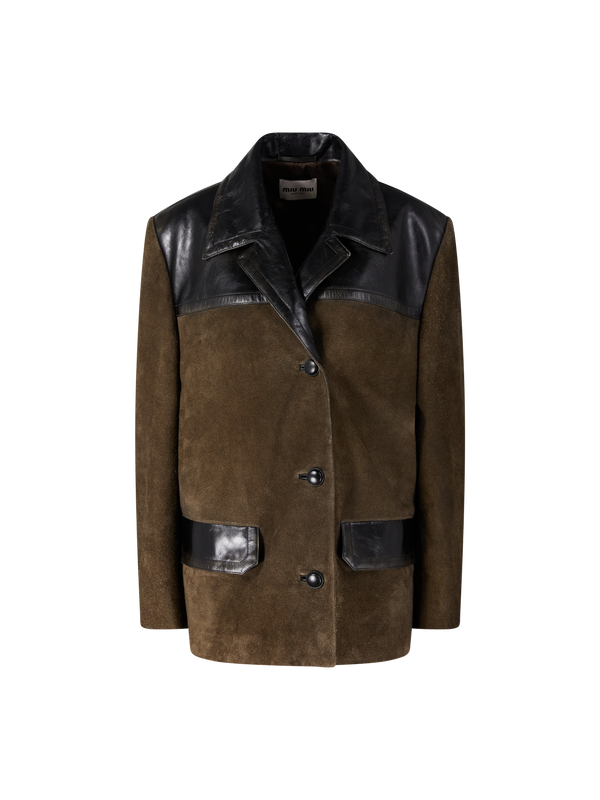 Calf suede blazer brown