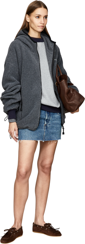 Fleecejacke mit Kapuze Anthrazit