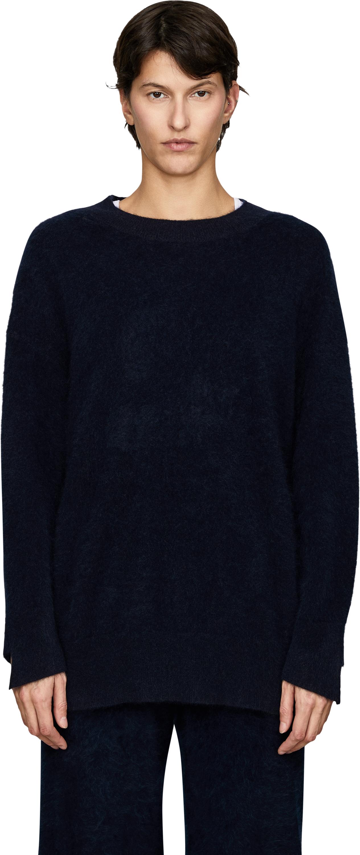 Iris von Arnim 'Darlina Brushed' cashmere jumper, navy, Front view – UNGER.DE