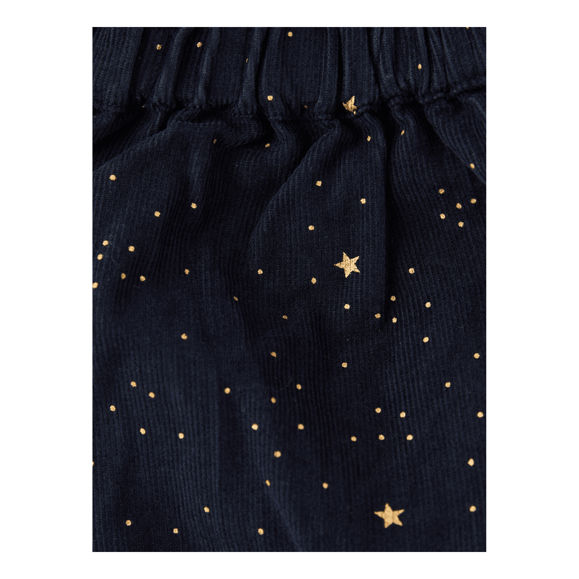 Arsène et les pipelettes 'Etoiles' trousers in finely ribbed navy blue velvet, Front view – UNGER.DE