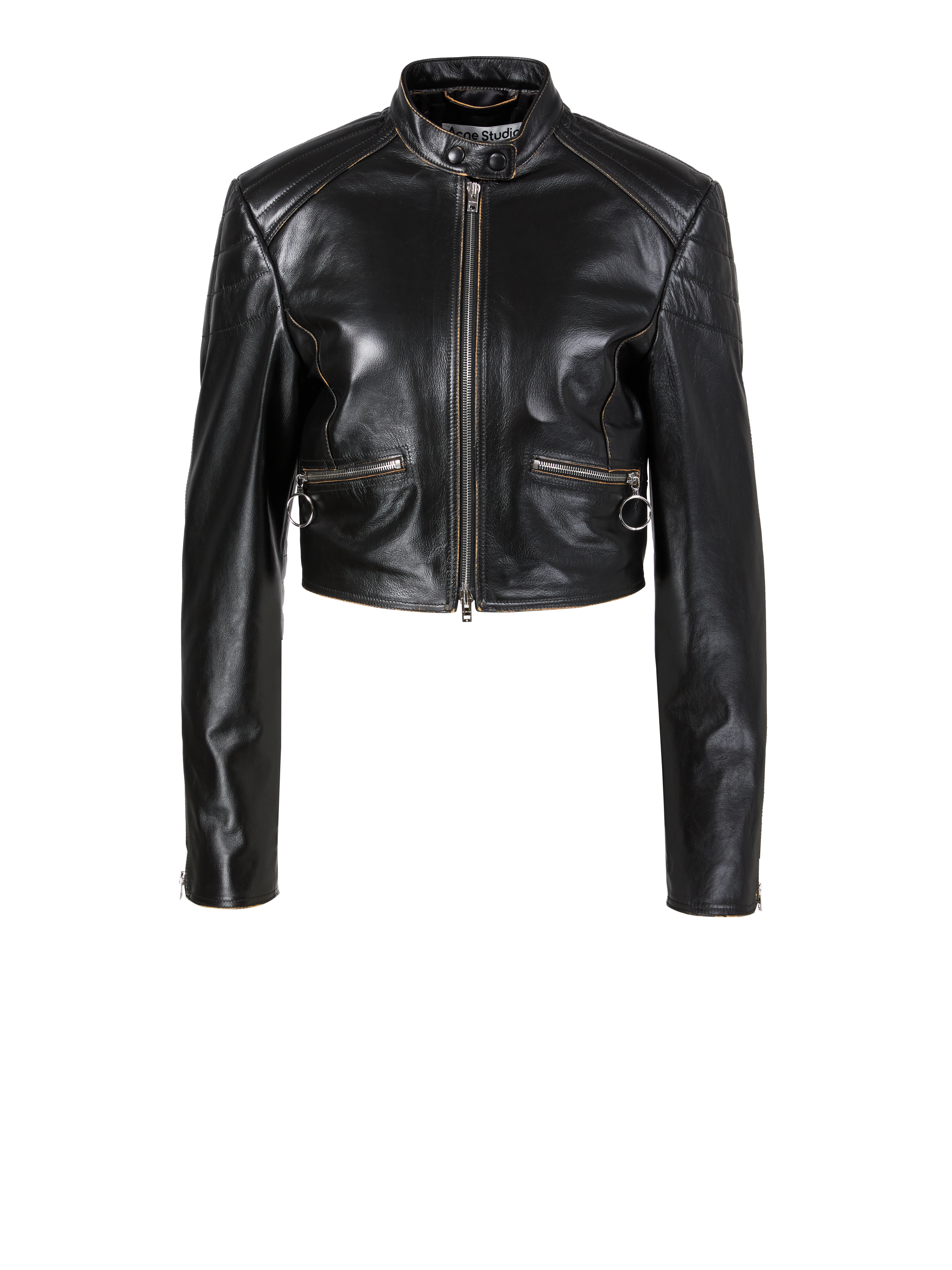 Bikerjacke aus Leder Schwarz