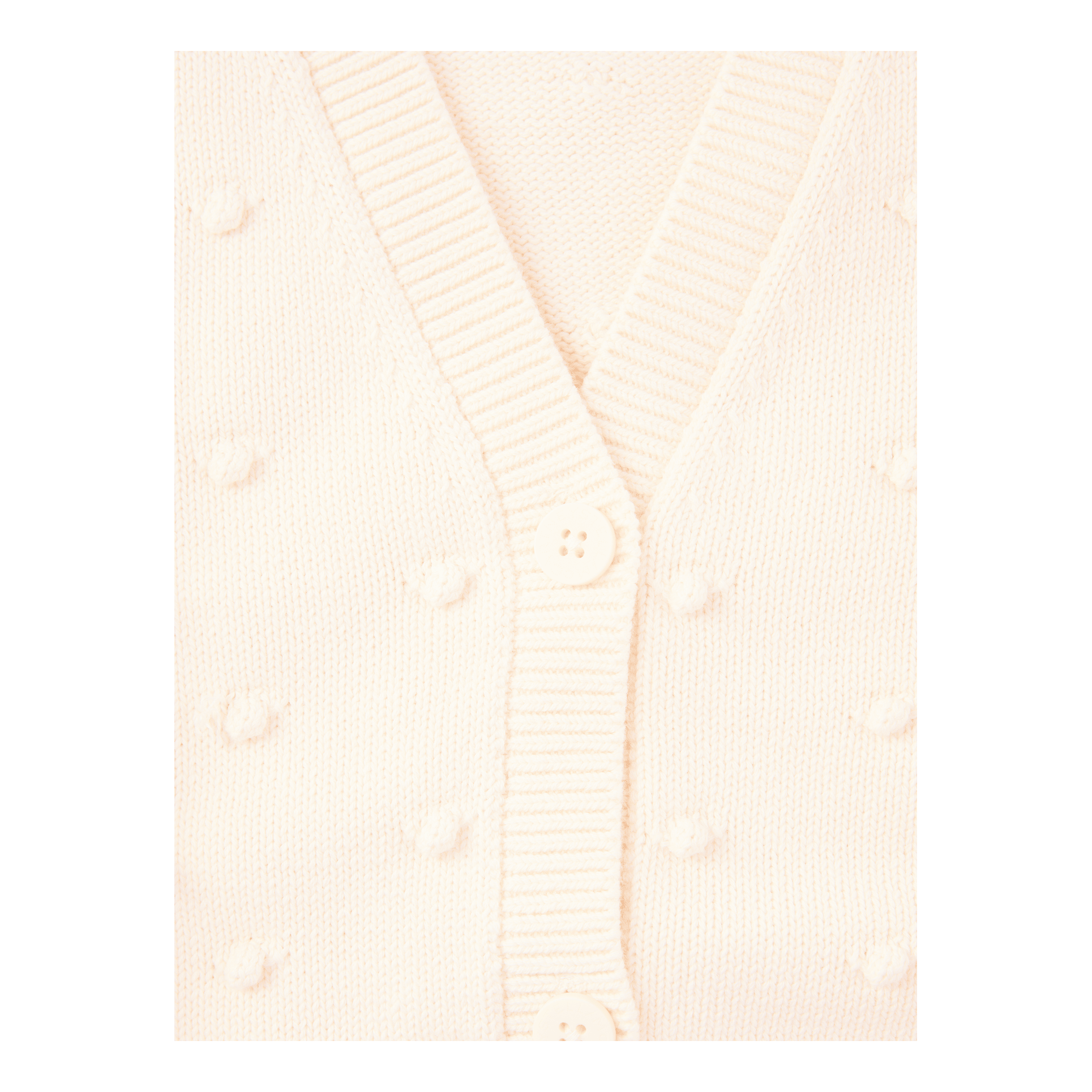 Stella McCartney Kids Gefranste Strickjacke in Bommelstrick Crème, Frontansicht – UNGER.DE