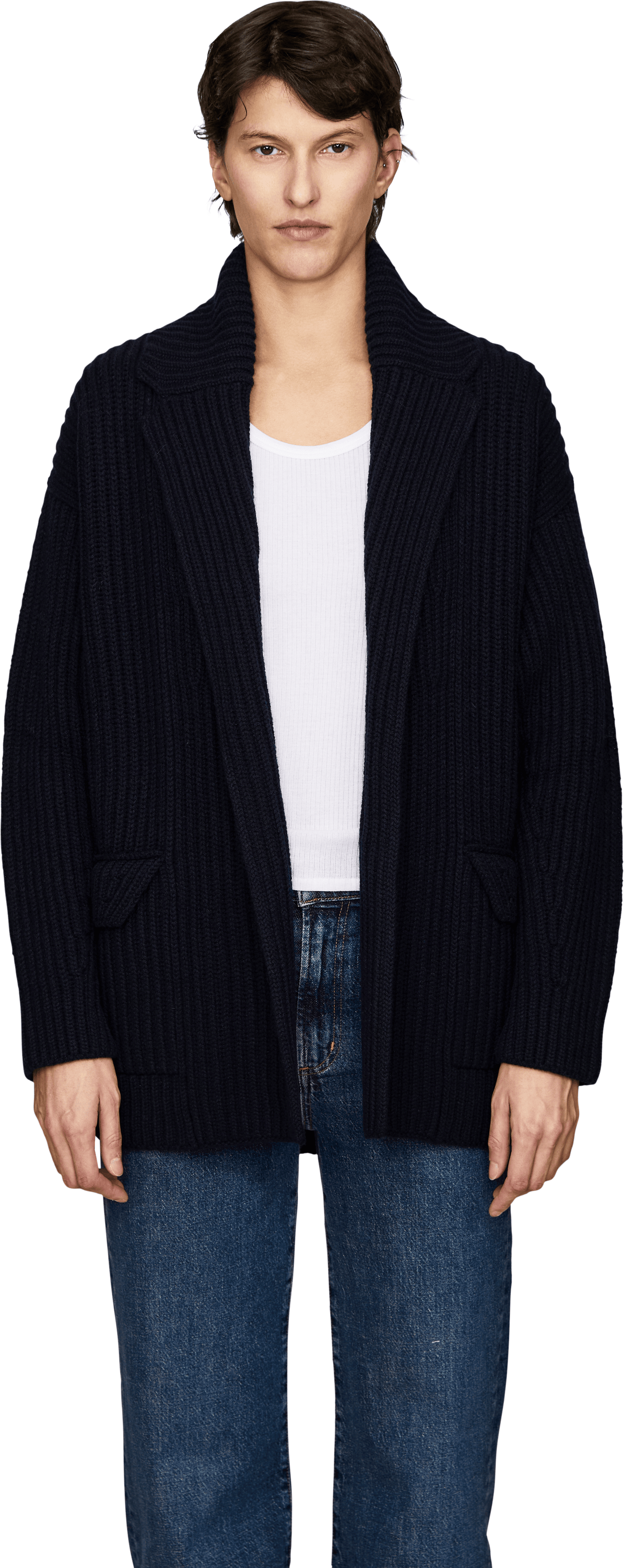 Iris von Arnim 'Panea' Navy Cashmere Cardigan, Front view – UNGER.DE