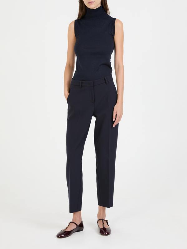 Stoffhose 'Krystal' mit Bundfalten Marineblau