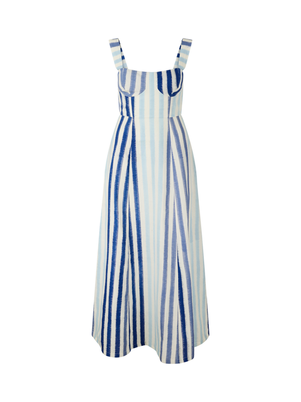 Gestreiftes Midikleid 'Azzurra' Blau