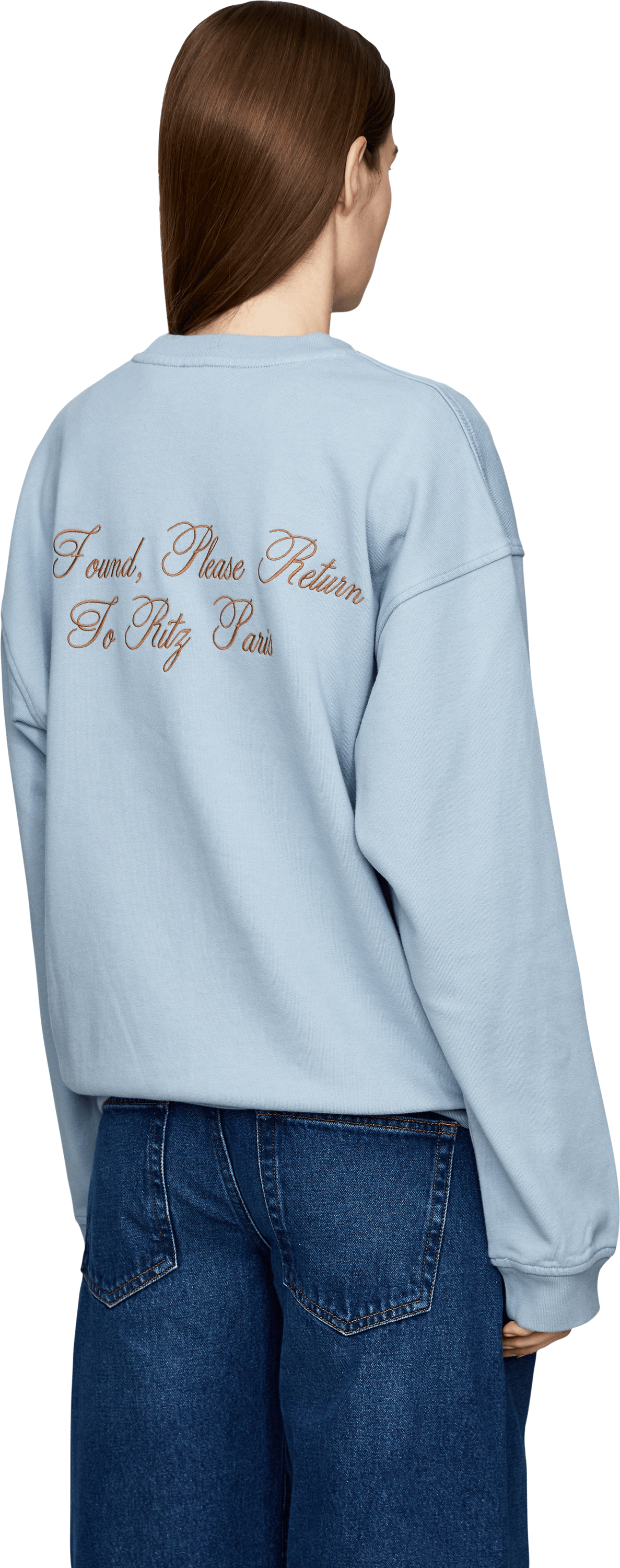 Frame Sweatshirt 'Frame x Ritz Paris' Unisex Hellblau, Rückansicht – UNGER.DE